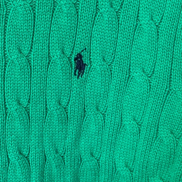 Polo Ralph Lauren Men’s XL Cable Knit Sweater Green 100% Cotton Crewneck - Picture 4 of 7